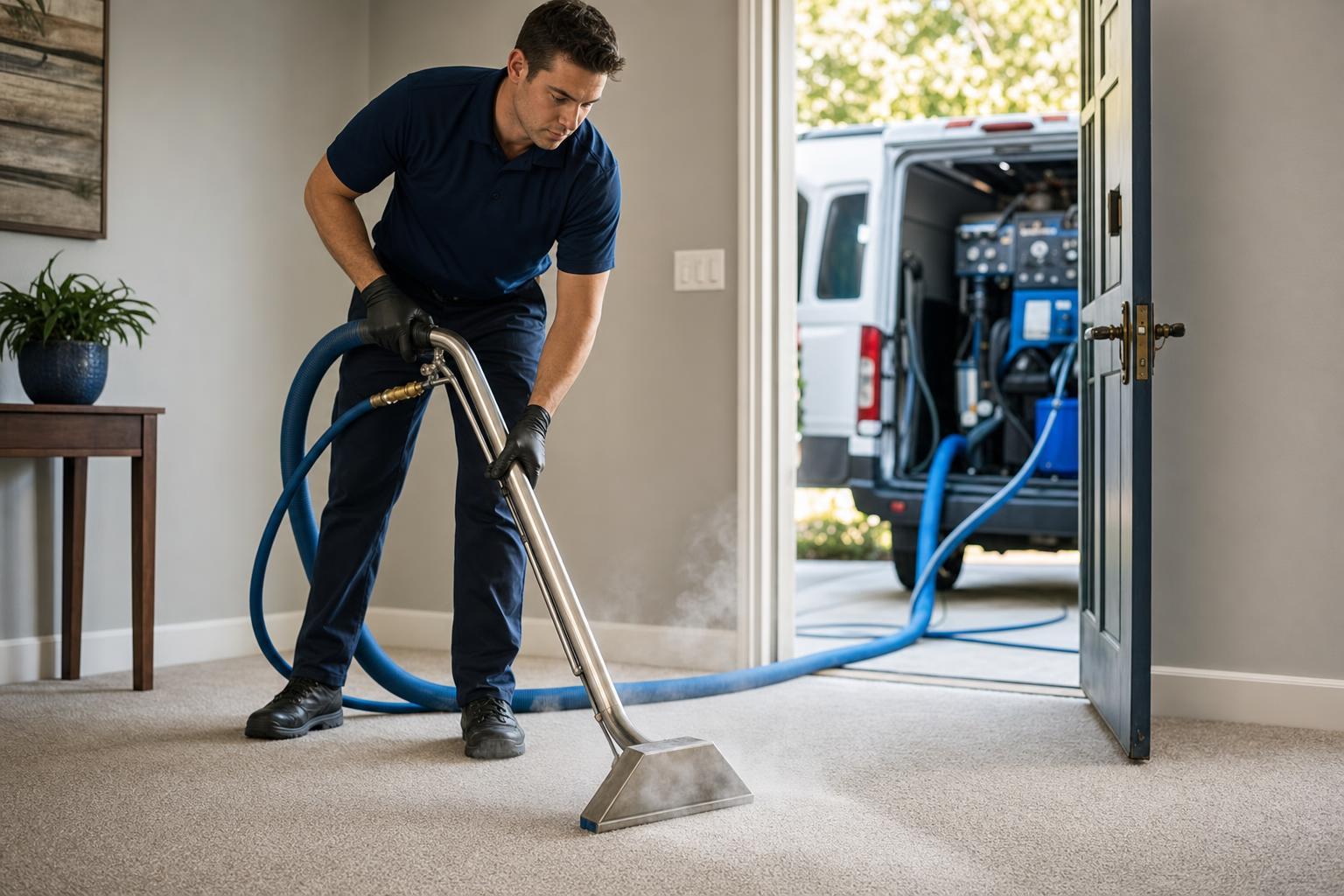 Carpet Cleaning work in progress
