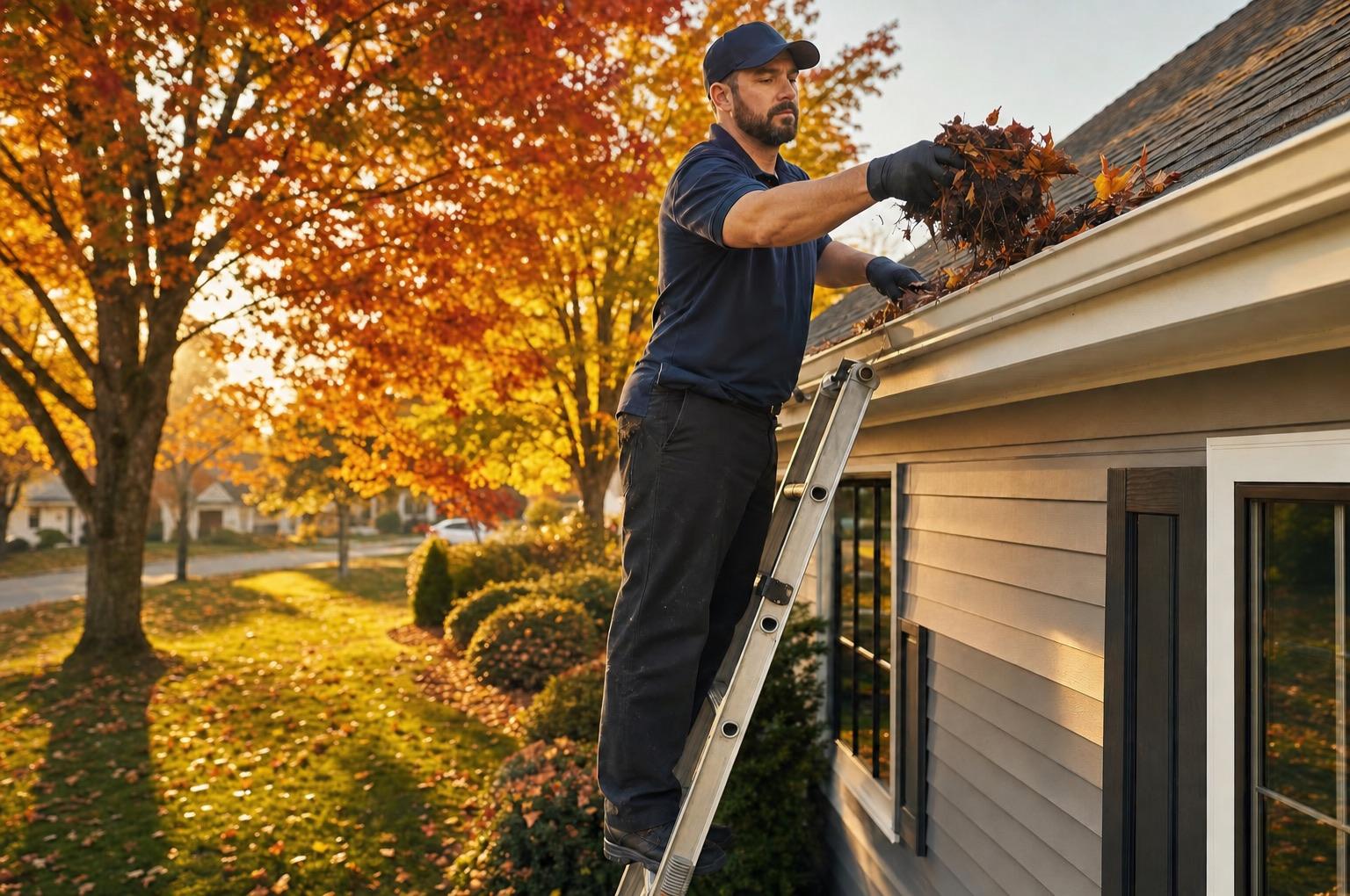 Gutter Cleaning work in progress