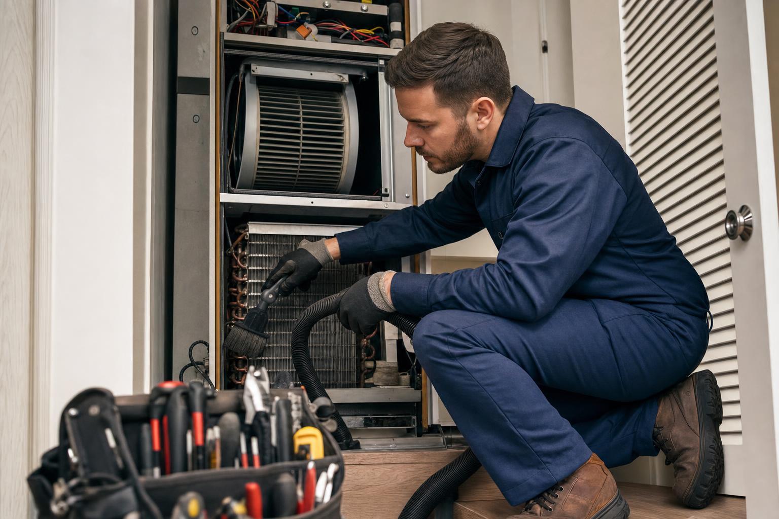 HVAC System Cleaning work in progress